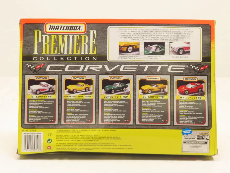 MatchBox 3459-6 97 Corvette Premiere Collection LN  - Image 3 of 3