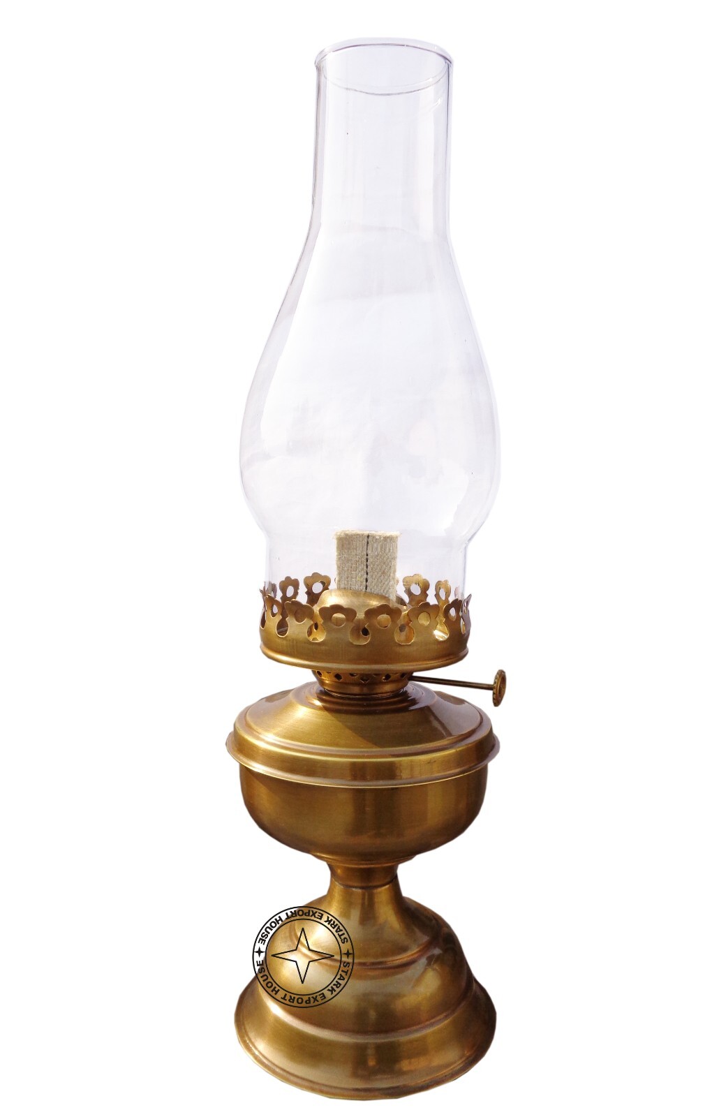 Antique Brass Table Lantern Glass Oil Lamp 16 Inch Collectible Home