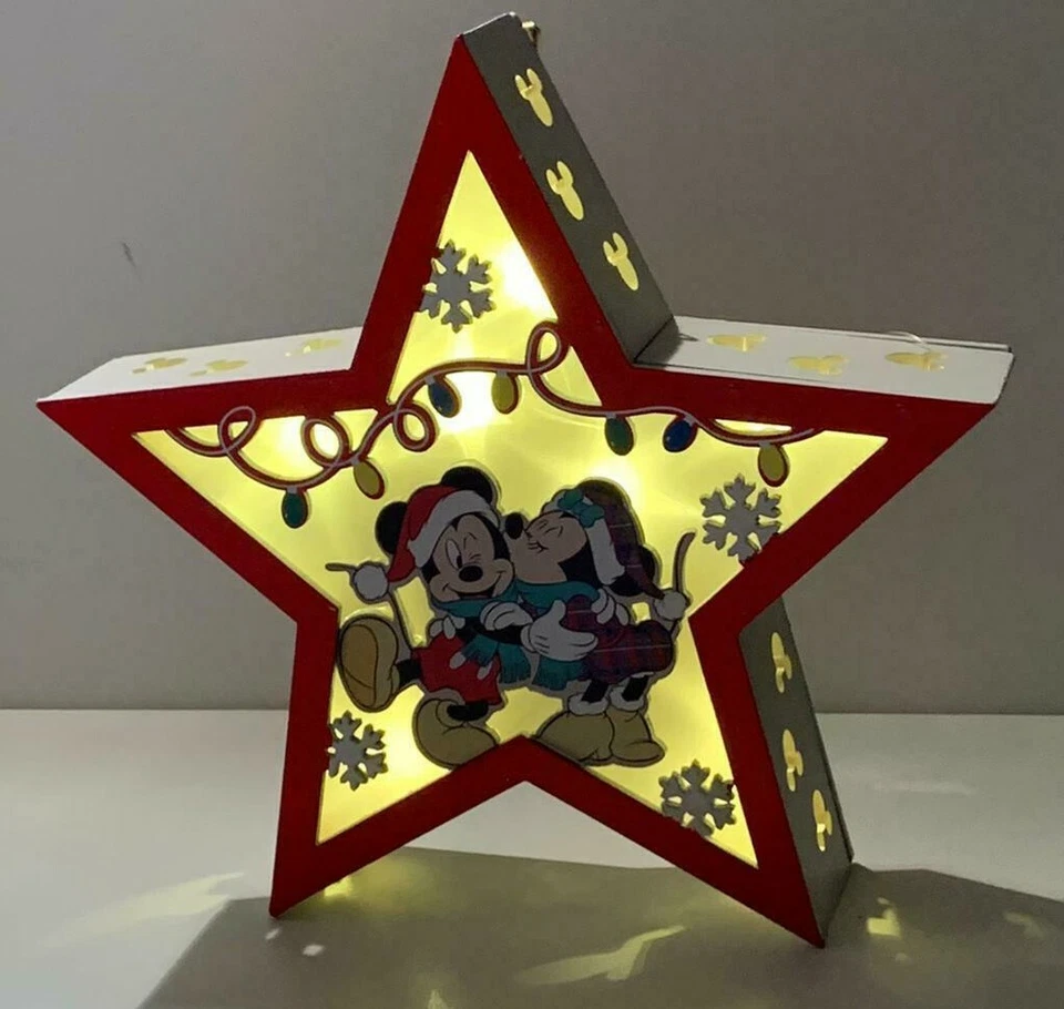 Disney Mickey & Minnie Mouse LED Light Wooden Xmas Star Shaped Christmas PRIMARK - Image 2 of 4