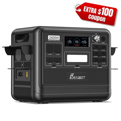 FOSSiBOT F2400 2048Wh Portable Power Station LiFePO4 2400W Solar Generator Black