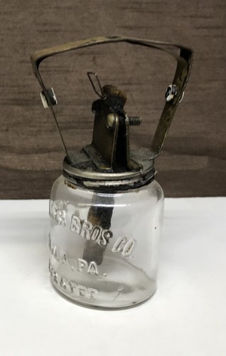 Antique Scholler Bros Inc.Philadelphia PA Glass Old Textile Yarn Oiler jar