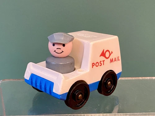 1981 Vintage Fisher Price Play Family Little People Mail Truck with Mailman 127