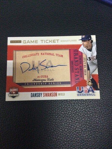 2014 Panini USA Baseball Dansby Swanson Game Ticket /30 RC Auto Autograph Braves