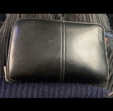 LONGCHAMP VINTAGE BLACK SMOOTH LEATHER COMPACT CONTINENTAL ZIP Wallet RARE LUX