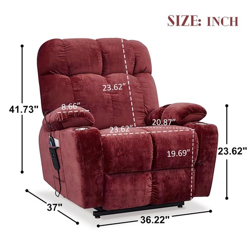 Large Power Lift Electric Recliner Chair with Massage and Heat for Elderly - Picture 4 of 33