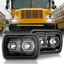 Fit For International 3800 School Bus 2pcs 7x6" 5x7 Hi/Lo Led Headlights Sealed