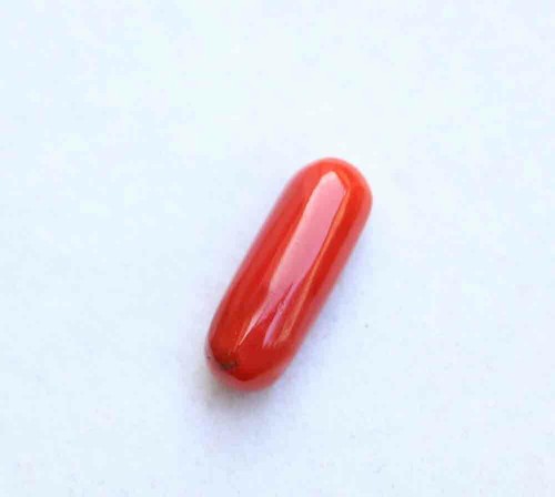 4.70 Carat Natural Italian Red Coral 6*16 MM Oval Cabochon Loose Gemstone