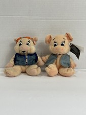 Lot Of 2 VTG Harley Davidson Plush Bean Bag Toy Biker Pigs Racer  Baby Blue H1