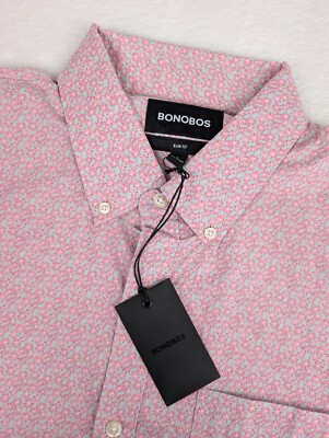 Bonobos Bridgewater Floral Long Sleeve Shirt Mens XL Coco Bay Pink  $88 NWT
