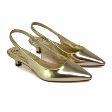 Womens Low Kitten Heel Shoes Ladies Slingback Pointed Toe Party Sandals Size 3-8