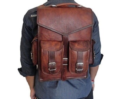 Tasche Rucksack Backpack Leder Reise Vintage Laptop Echt Schulter Neu Umhänge...