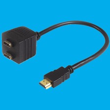 HDMI Splitter Lead 1x Male HDMI Input 2x Female Output 1080p FHD