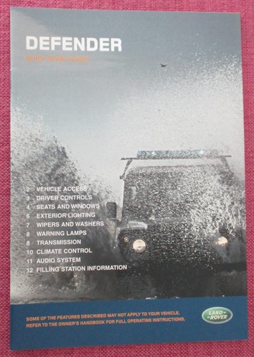 LAND ROVER DEFENDER (2007 - 2011) BETRIEBSANLEITUNG - OWNERS HANDBOOK - BEDIENUNGSANLEITUNG. - Bild 8 von 9