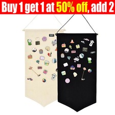 Plain Blank Canvas Pin Display Pennant Enamel Lapel Badge Flag Banner Wall Decor