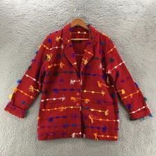 Vintage Kindred Spirit Blazer Jacket Womens S Red Textured Button Up Long Sleeve