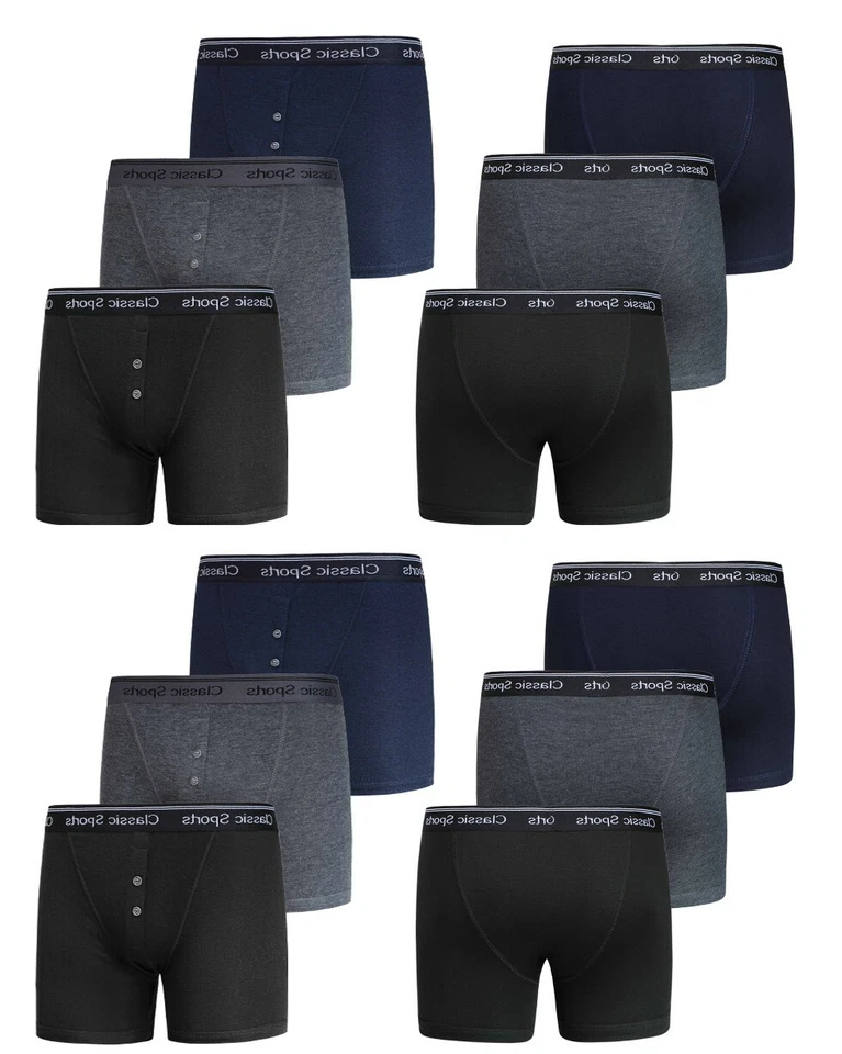 12 Pairs Mens Classic Sports Boxer Shorts Plain Designer Underwear Boxers S-XXXL