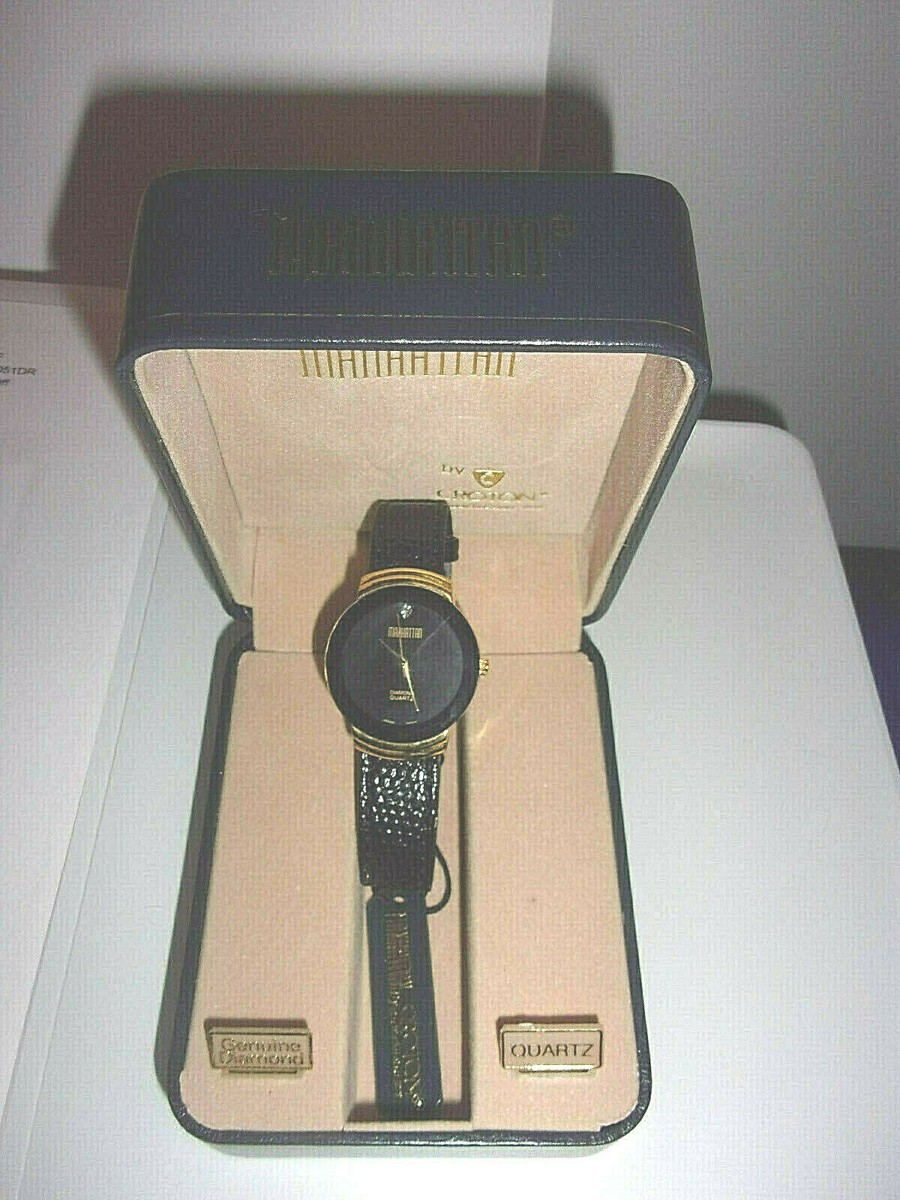 Manhattan Croton Gold Dial with Black Strap Watch and original case il_fullxfull.6766877100_a0ld.jpg main image 4