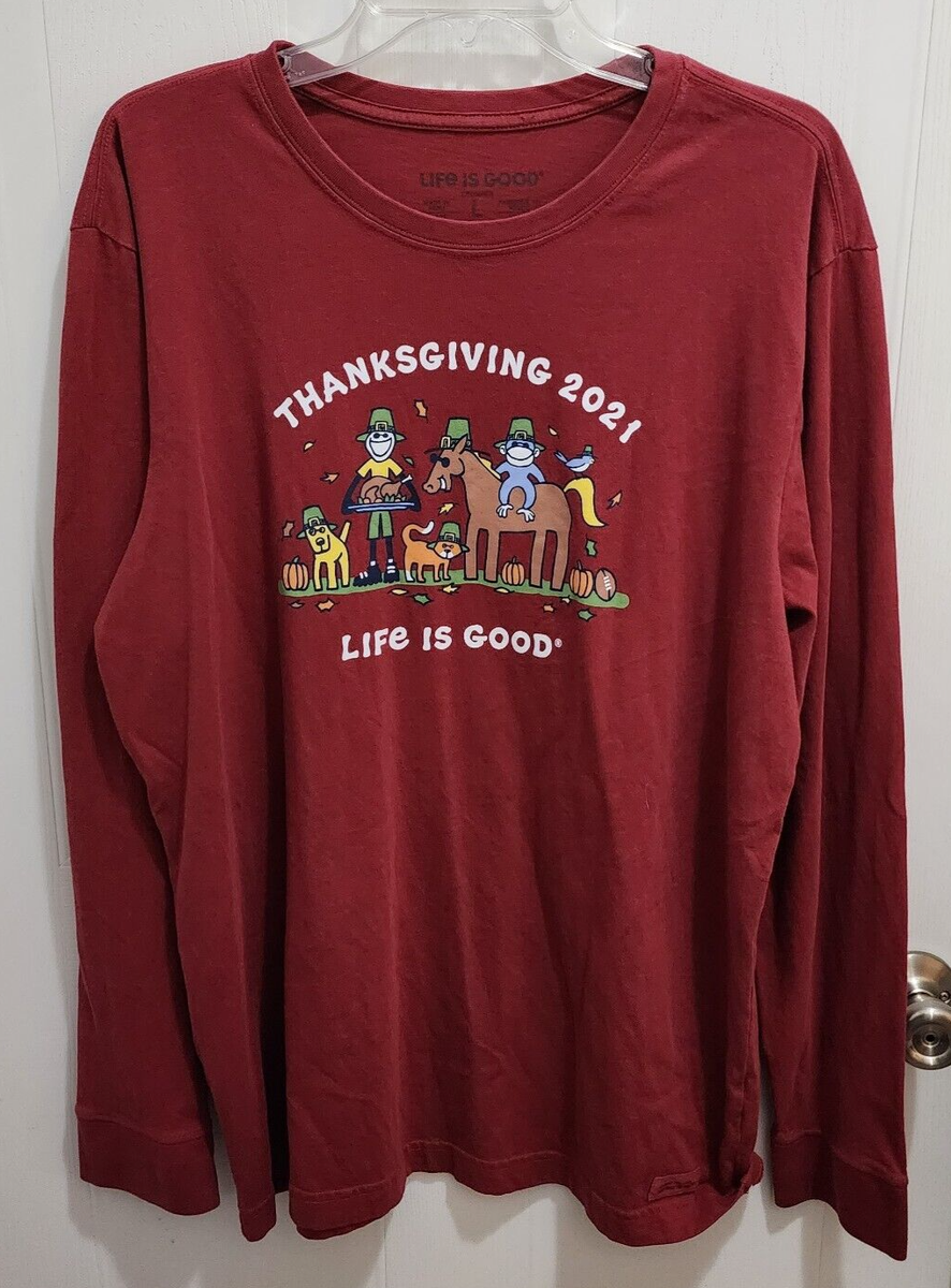 Life is Good Red Thanksgiving 2021 Crusher Long Sleeve T Shirt