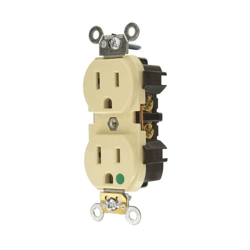 15 Amp 125-Volt 2-Pole Hospital Grade Duplex Outlet Straight Blade, Ivory - Picture 4 of 4