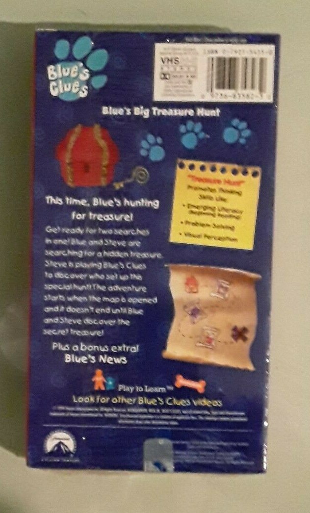 blues clues BLUE'S BIG TREASURE HUNT VHS VIDEOTAPE NEW corner