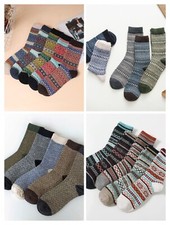 5Pack Men Warm Thick Casual Sport Soft Crew Wool Cashmere Socks Design Boot 7-11