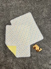 Two Vintage Handmade Pastel Baby Infant Crib Bassinet Pad Blanket Comforter Lace