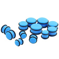 12pcs Acrylic Blue O-Ring Plug Ear Expander Gauge Stretcher Kit 00G-3/4"