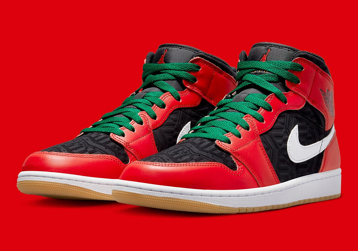 Nike Air Jordan 1 Mid SE 'Christmas' Black Red White DQ8417 Nike Air Jordan 1 Mid SE 'Christmas' Black Red White DQ8417