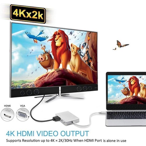 5in1 Type C to HDMI VGA USB 3.0 HUB Video Adapter 4Kx2K For Apple Macbook to TV - Picture 8 of 11