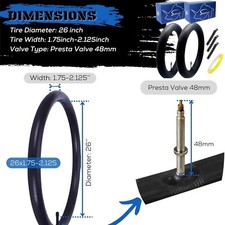 26X1.90/1.95/2.10/2.125 PRESTA VALVE MTB BIKE INNER TUBES PAIR OF 2