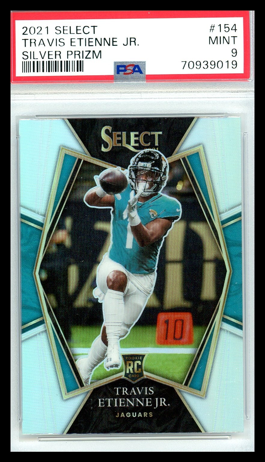 2021 Panini Select Premier Level #154 Travis Etienne Jr. RC Silver PSA 9 Mint