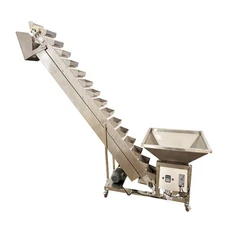 110V Industrial Stainless Steel Bucket Elevator Conveyor 6.8ft Height150L Hopper