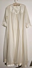 Vtg 1960s GOSSARD ARTEMIS White Nylon Chiffon Peignoir Nightgown Robe Sz S