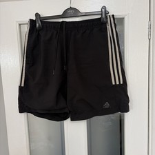 Adidas 3 Stripe Shorts Men’s L Black White Logo Mesh Lined