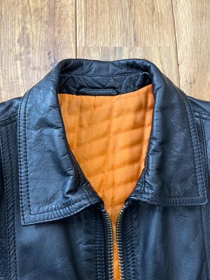Nudie Jeans Leather Jacket Black Orange S | eBay