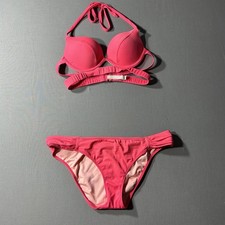 Victoria's Secret Halter Push-Up Bikini Swimsuit Set Hot Pink M
