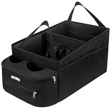 Passenger Seat Organizer, Collapsible Car Storage with Partitions  4 Black