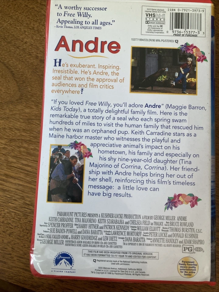 Andre VHS Paramount Family Favorites 1996 Untested — 第 3/3 张图片