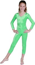 RG Costumes 103-10-S Girls Velvet Unitard, Lime - Small 5-6