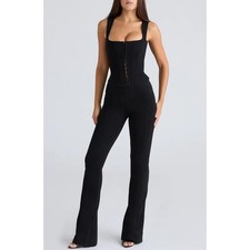 House of CB The Fitted Trousers Black High Waisted Flare SB12040 XS NWT