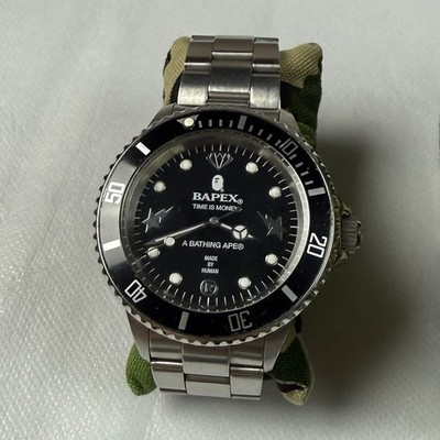 Rare Bapex Submariner “Time Is Money” Watch Black Dial With Box