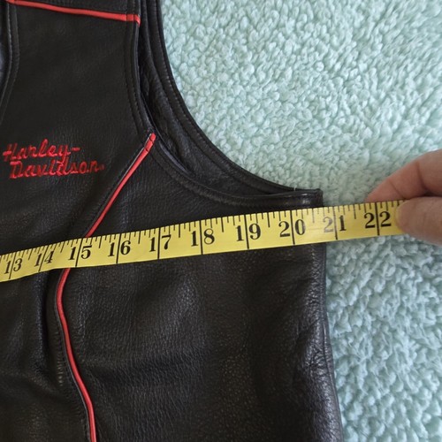 Harley Davidson Women's Black Leather Vest Red Accents Size XL - Bild 19 von 19