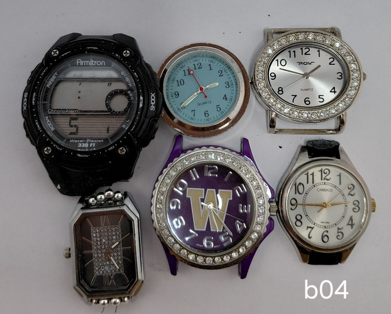 Qty 6 Watch Heads Mixed Lot -Project Watches - Watch Repair  Watch Parts