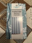 Comfort Bay~Blue/White Flowers~Scallop Edge Fabric Shower Curtain~Nip~Size 70X72