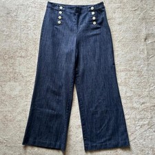 Loft navy blue denim wide leg jeans