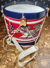 Vintage Noble & Cooley Toy Patriotic Eagle Drum 9 inch by 7.5 inch some wear