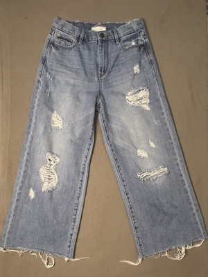 Habitual Jetti High-Rise Distressed Wide-Leg Cropped Jeans Size 25