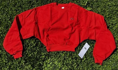 Alo Yoga Cropped Accolade Crewneck Sweater Bright Red Women's Size XX Small NWT