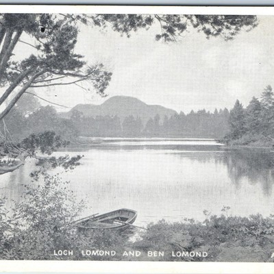c1920s Loch Lomond, Scotland Lake Boat Postcard Mountain Forest Shoreline A39