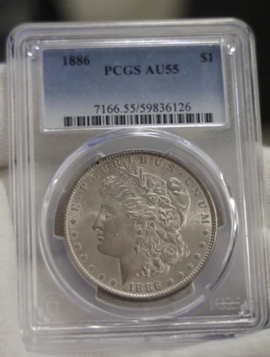 1886 US Morgan Silver Dollar $1 PCGS AU55